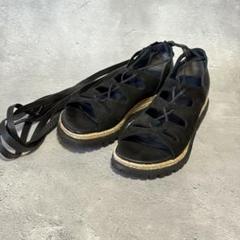 【sacai】未使用 レースアップ シューズ サンダル 36 23㎝ 23.5㎝ sacai(サカイ) レザープラットフォームサンダル ブラック サイズ