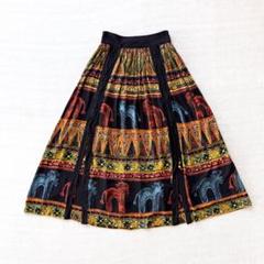 80s-90s USA製 Rayon × Linen ethnic skirt
