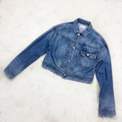 アッパーハイツ THE CROPPED JACKET ダメージ加工 S相当 青1