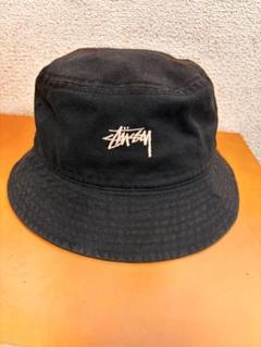 $ Stussy ブラック バケットハット STUSSY ステューシー バケットハット ブラック ロゴバケット 黒