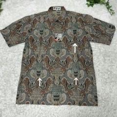 Batik Keris 新品！半袖シャツ コットン サイズ17 隠しボタン　総柄