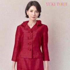 ユキトリイ　タイシルク　スーツ　赤　結婚式　美麗　高級　格高い　美品　トリイユキ ◎当日発送可能！ユキトリイ セレモニー 9号 赤 シルク100