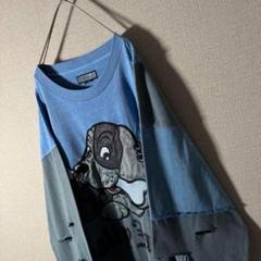 GALFY ガルフィ ヴィンテージ加工 ロンT 切替 つぎはぎ デカロゴ 人気L