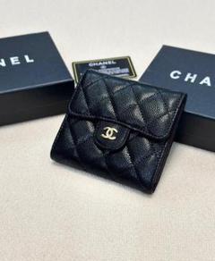 CHANEL ブラック 三つ折り財布 - メルカリ