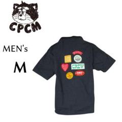 メンズMサイズ CPCM ワッペン多数半袖シャツ navy