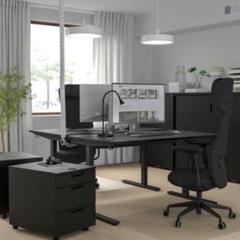 IKEA ミッツォーン 昇降式デスク ブラック オフィスデスク 電源タップ付き