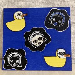 木材アクリルアート作品 【パックをしているOLとアヒル】のサムネイル