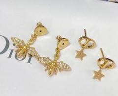 ディオール Dior ピアス ムラーノ ミツバチ マルチカラー×ゴールド色 箱付 ディオール Dior ピアス ムラーノ ミツバチ マルチカラー