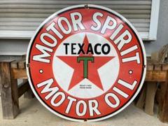 ビンテージ 大型 看板 テキサコ TEXACO 直径76cm / ガレージ