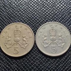 英国　エリザベス2世  2006年　５ポンド　白銅貨　2セット　オリジナルケース メール便無料】 英国 エリザベス2世 2006年 5ポンド 白銅貨 2