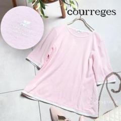 courreges クレージュ　ベスト　ピンク　白　美品 セール】【COURREGES/クレージュ】MOCKNECK RIB KNIT SWEATER