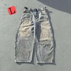 即完売　9090 King Logo バギーデニム　ブルー 9090 King Logo Damage Buggy Denim キングロゴ デニムパンツ