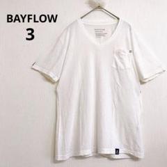 ベイフロー 半袖Tシャツ コットン100% Ｖネック 軽涼 オフホワイト L