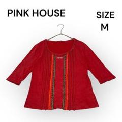 【PINK HOUSE】 ピンクハウス （M） 七分袖 Tシャツ フリル