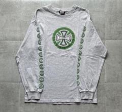 美品　90s INDEPENDENT　アイアンクロス　袖ロゴ　グレー