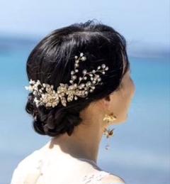 花とパールのヘッドドレス