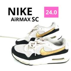 NIKE24.0 エアマックスsc 本革ミックス　メタリックゴールドロゴのサムネイル