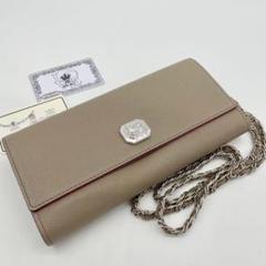 美品】ADMJ チェーンウォレット グレージュ レザー 多収納