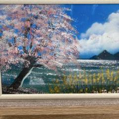 桜と海　原画　スプレーアート　A4サイズ