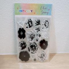 INFUNLY アネモネ クリアスタンプ 層状花 クリアスタンプシール　花