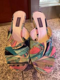 EMILIO PUCCIエミリオプッチ ウエッジソールサンダル 袋付き EMILIO PUCCI エミリオプッチ ウェッジソールサンダル マルチ