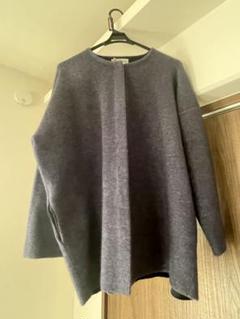 美品 BEAERDSLEY ビアズリー ノーカラー ウール コート 黒 サイズF BEARDSLEY（ビアズリー）の「ダンボールギャザーコート（ノー