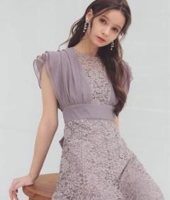 Dorry Doll シフォン×レースバックリボンドレス　グレイッシュベージュ Dorry Doll シフォン×レースバックリボンドレス グレイッシュ