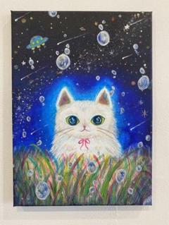 青い空さくら猫(キャンバス&アクリル絵の具) 青い空さくら猫(キャンバス&アクリル絵の具)