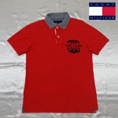 【TOMMY HILFIGER】トミーヒルフィガーのNYロゴポロシャツ（赤/М）