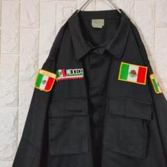 メキシコ ミリタリー カバーオール M65 ワッペン刺繍 長袖 黒 XL