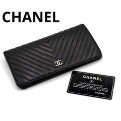 訳アリ】CHANEL シャネル 長財布 ブラック Vステッチ ラムスキン