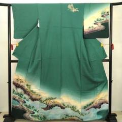 【極美品】訪問着 辻が花 雲海 山 絞り 浅葱色 正絹 袷 身丈162 裄67