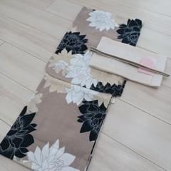新品☆呉服屋♪大人上品な七宝柄　スレンダー夏着物　浴衣３点セット 新品☆呉服屋♪粋モダン大人上品な七宝柄 スレンダー夏着物 浴衣