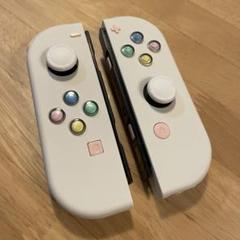 Switch Joy-Con ホワイト×カラフルハート×パステルピンクカスタム
