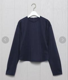 美品 ＜H＞COTTON NYLON TOP/カットソー　ネイビー　フリーサイズ