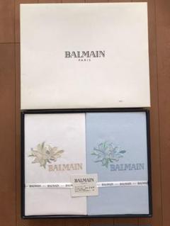 BALMAIN コットンシーツ 2枚(白・水色)