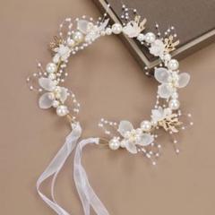 ヘッドドレス アクセサリー カチューシャ 花 パール 結婚式 発表会 花冠