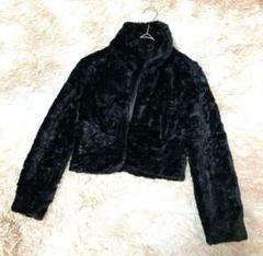 【ノービーンズ】KNOWBEANS◆ 黒◆ファー◆クロップドジャケット◆40