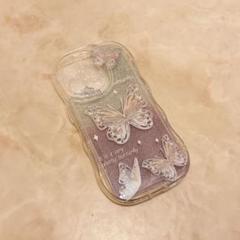 iPhoneカバー　14Pro 蝶々　紫