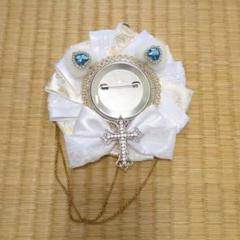 在庫処分 ロゼット 白 水 レース クロス りぼん ねこみみ チェーン ゴールド