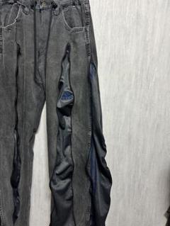 トラックパンツ　デニムパンツ　再構築　リメイクデニムパンツ リメイクデニム 再構築デニム adidas トラックパンツ 人気パンツ