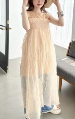 kastane シアーシャーリングワンピースSET ピンクベージュのサムネイル