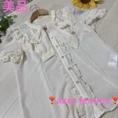❣️axes femme❣️M ロリータレース美品 リボン付き 半袖フリルブラウス
