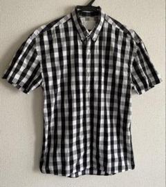 アーバンリサーチ 半袖ボタンダウンシャツ ブラック/ホワイト チェック Mサイズのサムネイル