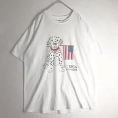3178　ダルメシアン　犬　アニマル　ビッグプリント　半袖　Tシャツ　白