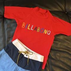BILLABONG ラッシュガード 赤 130