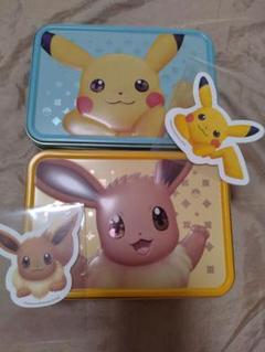 東京ばな奈 ポケモン ピカチュウ イーブイ シール、缶　東京バナナ