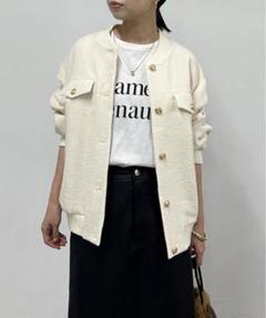 Loungedress ラウンジドレス 白 ツイードショートジャケット ホワイト LOUNGEDRESS（ラウンジドレス）の「ツイードショートジャケット