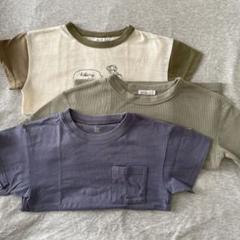 Tシャツ 3枚セット ベージュ オリーブグリーン ブルー ペアマノン 120cm