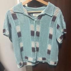 匿名配送　レイビームス　水色　半袖ニット
